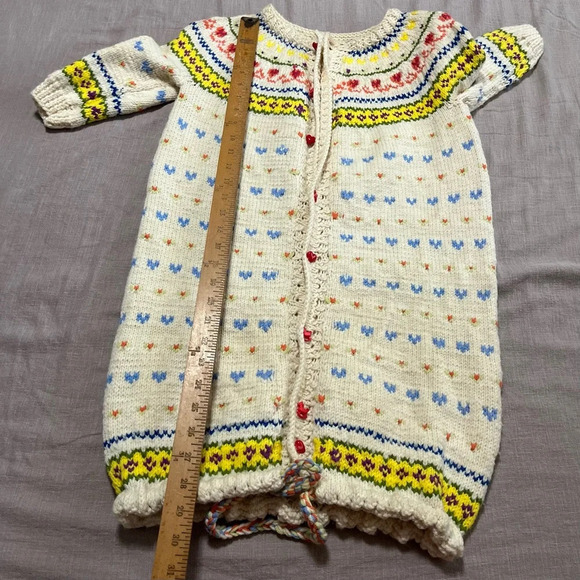 Vintage Handmade knit Icelandic sleep sack fair isle large baby’s up to 1 year - Picture 7 of 7